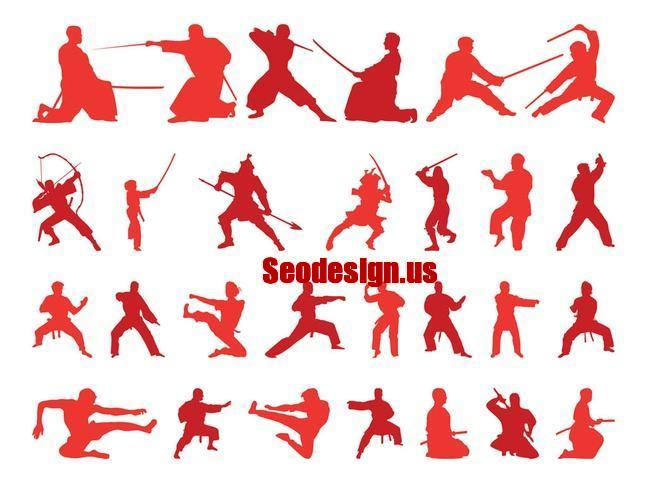50+ Martial Art Vector Silhouettes