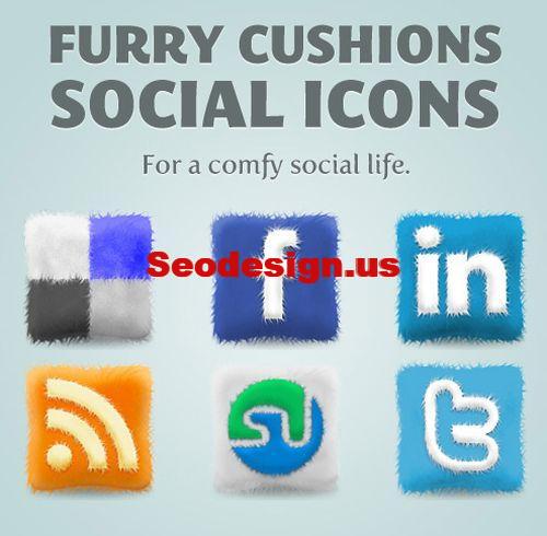 Furry Cushions Social Icon Set