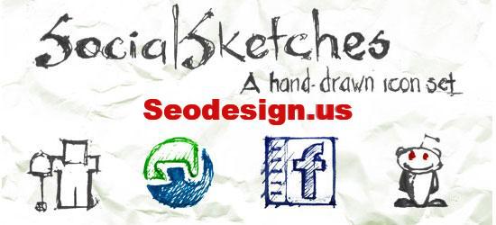 Free Social Hand Sketches Icons