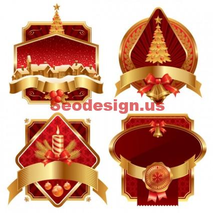 Red Gold Christmas Vector Decoration