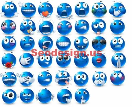 Blue Emoticons Set Download