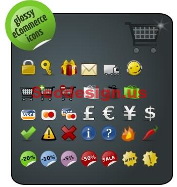 Glossy eCommerce Icons Set