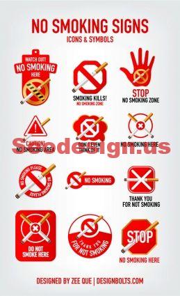 Free 12 Red Stop Smoking Icon Set