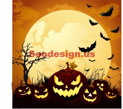 Vector Pumpkins Halloween Moonlight Graphics
