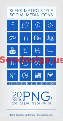 Blue Social Icons Set